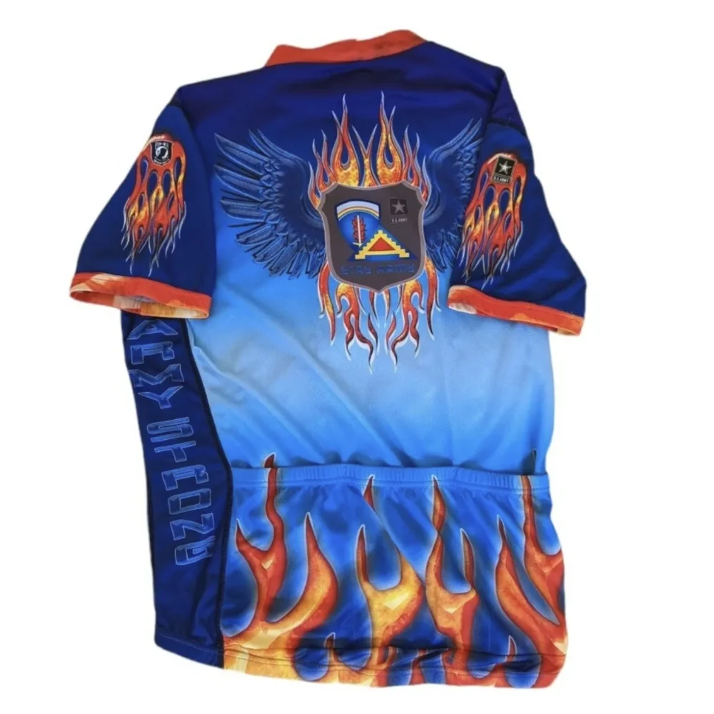 Vintage Primal Wear Cycling Jersey Men's Sz L Blue Army Strong Flames Full Zip - Picture 7 of 13